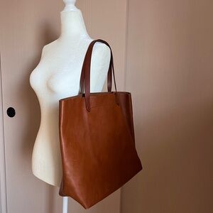 Madewell Transport Leather Tote Bag Purse Brown Cognac